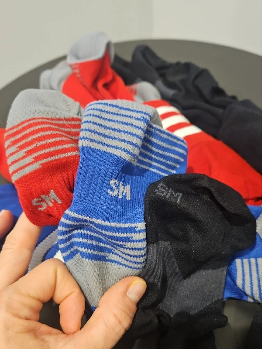 adidas Kids 3-Pack Athletic Socks in Blue, Red & Black